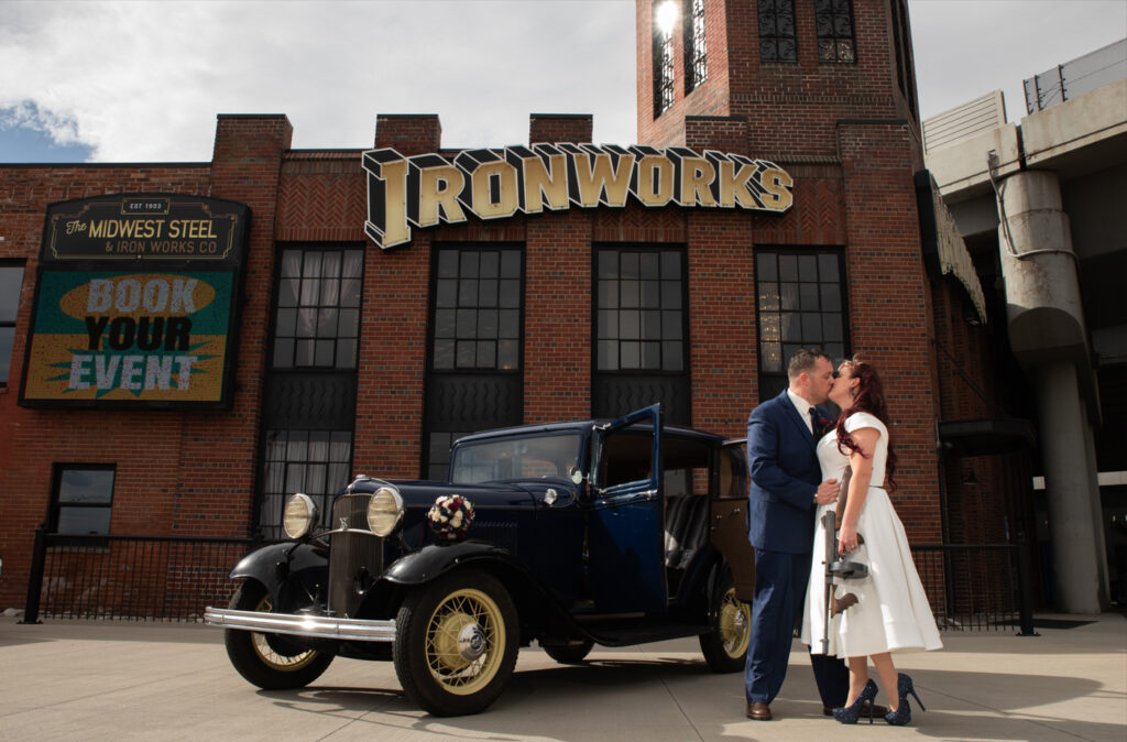 Denver wedding photographer at wedding venue ironworks and mile high station