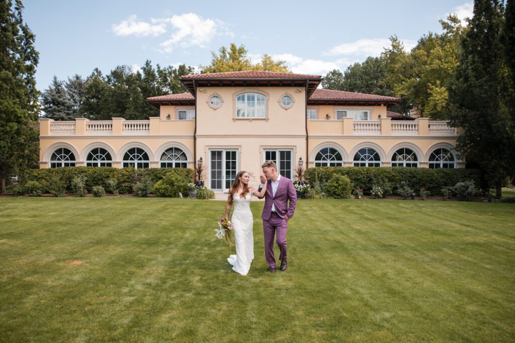 Bride and groom garden wedding tuscany looking estate wedding